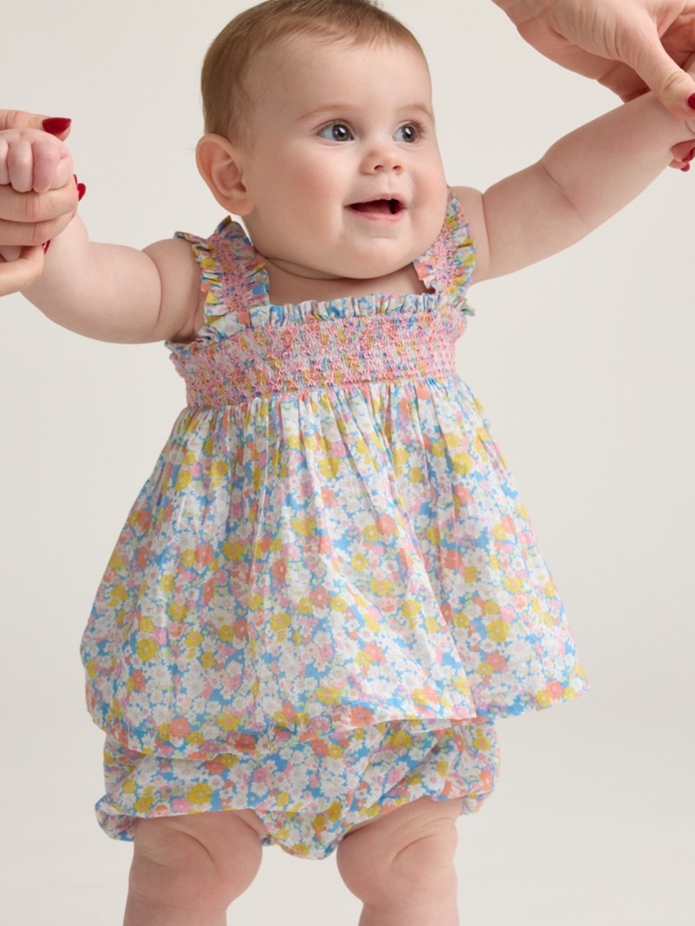 NWT MINNOW Jasmine Blossom Smocked Top + Bloomer Set 12-18M